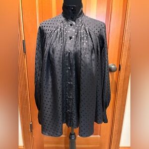 Zimmermann Black Polka Dot Button Down Blouse, one size.